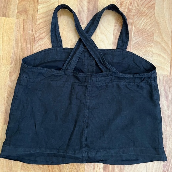 Alex Mill Black Linen Button Front Tank Top w Adjustable Straps - Picture 6 of 8